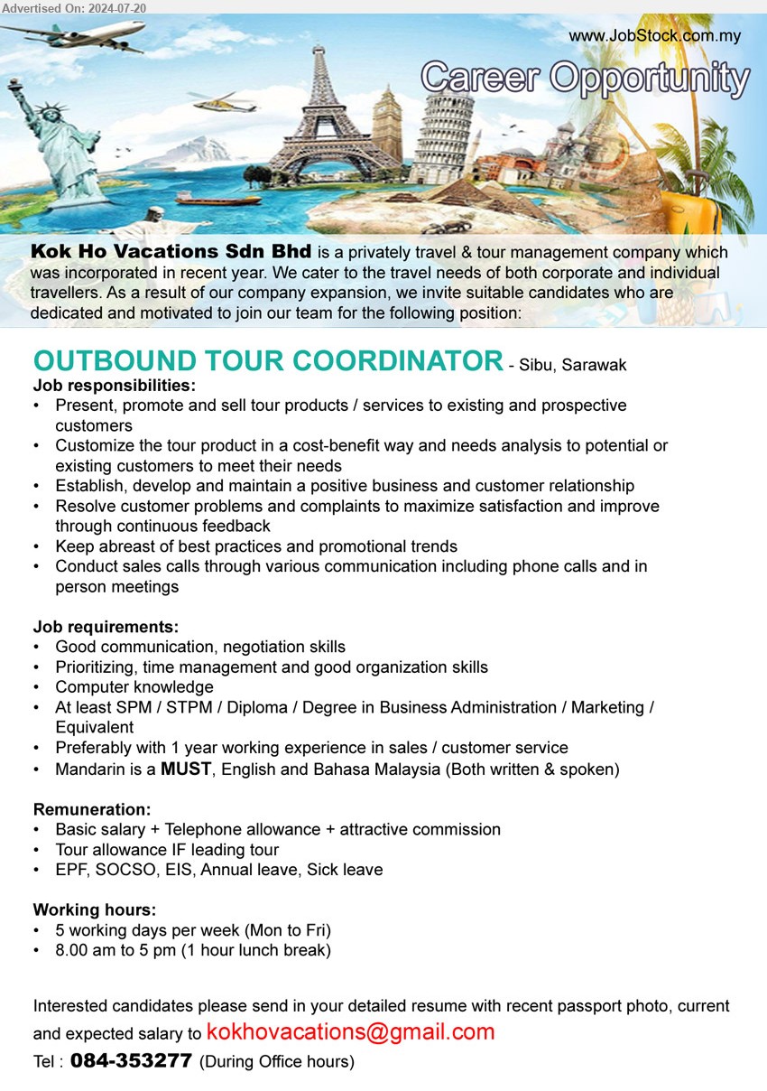 KOK HO VACATIONS SDN BHD - OUTBOUND TOUR COORDINATOR